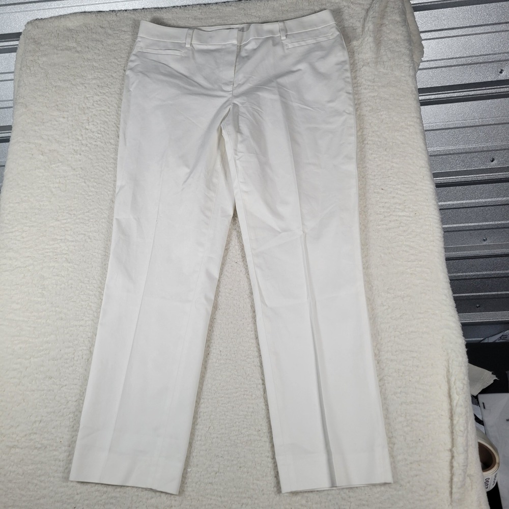 Brooks Brothers 346 Natalie Fit Pants Womens 14 White Cotton Straight Leg Dress